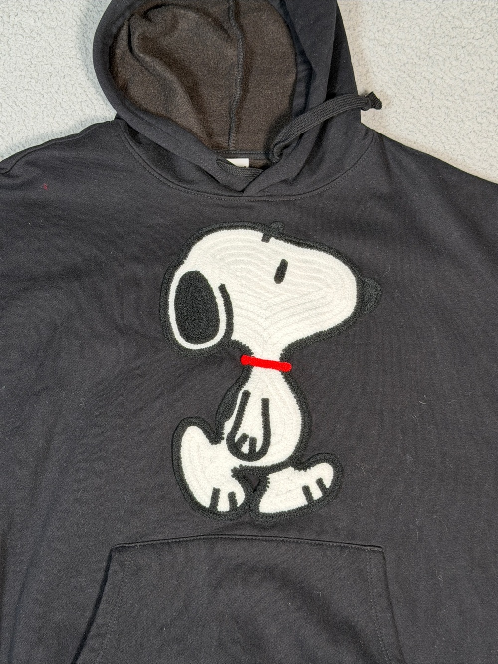 Peanuts Snoopy embroidered black hoodie sweatshirt XL classic - Picture 4 of 10